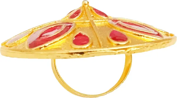 Assamese_Traditional_Gold_Plated_Red_Colour_Finger-Ring_For_Girls_&_Women